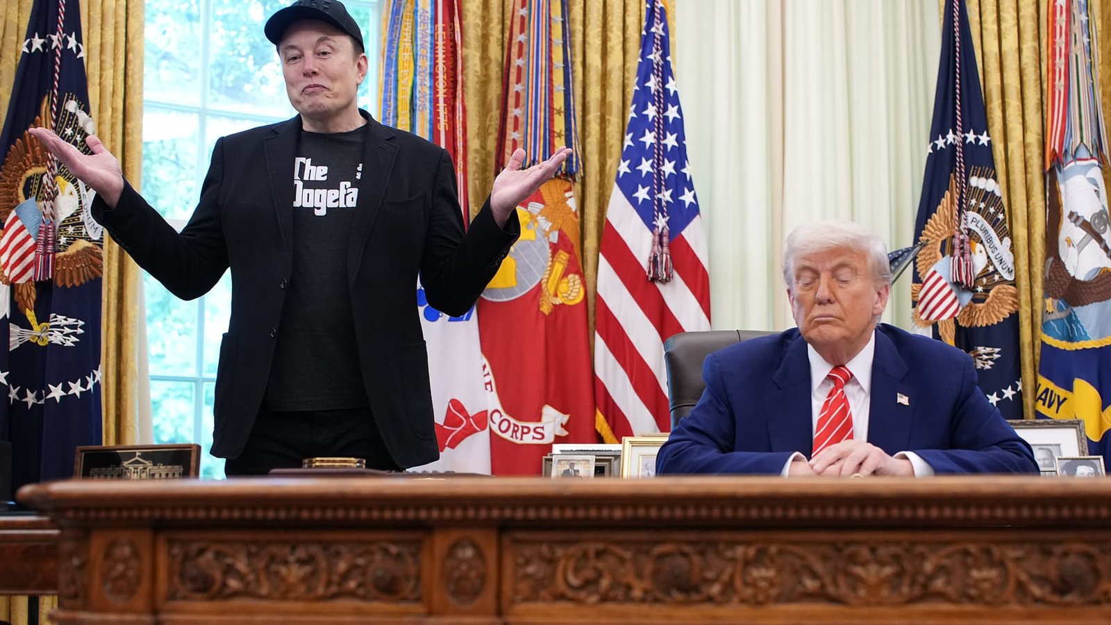 Elon Musk deflects question about drug use as Trump looks on