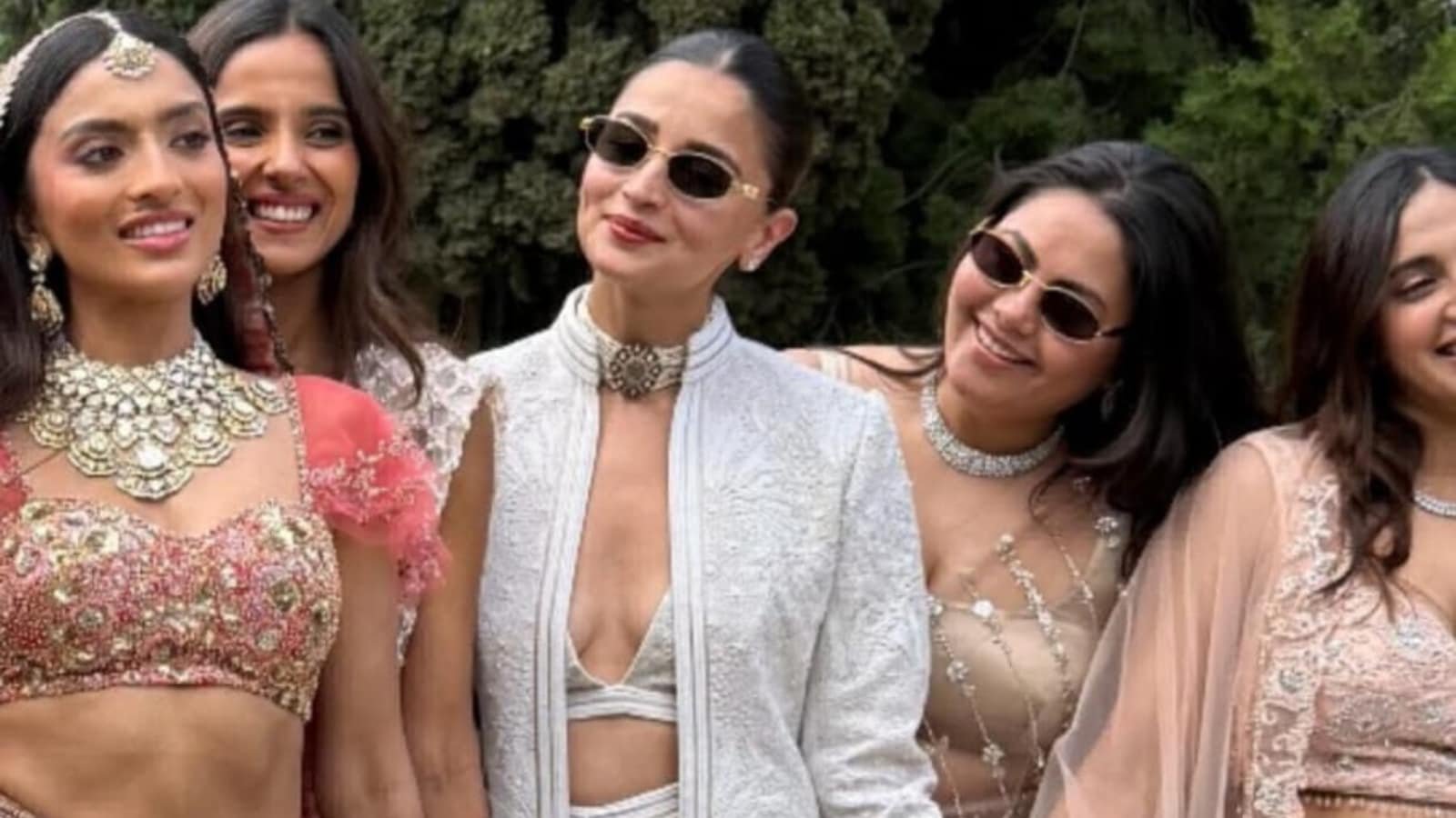 Alia Bhatt Makes a Statement in a Tailored Sherwani by Shantnu & Nikhil at a Friend’s Wedding in Spain