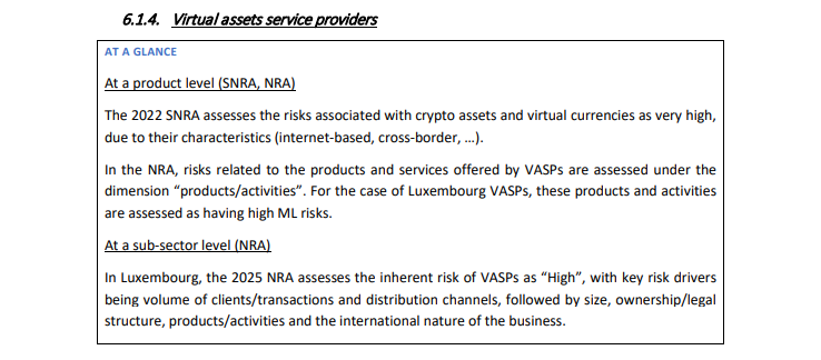 Luxembourg Labels Crypto Firms High Risk for Money Laundering in 2025 Risk Report