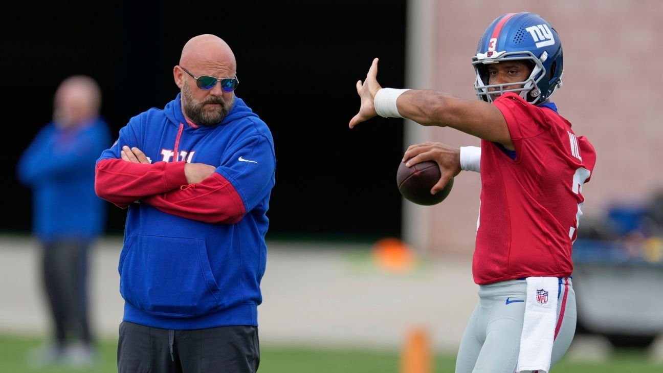 Giants QB Wilson gets bulk of first-team reps; Nabers (toe) sits
