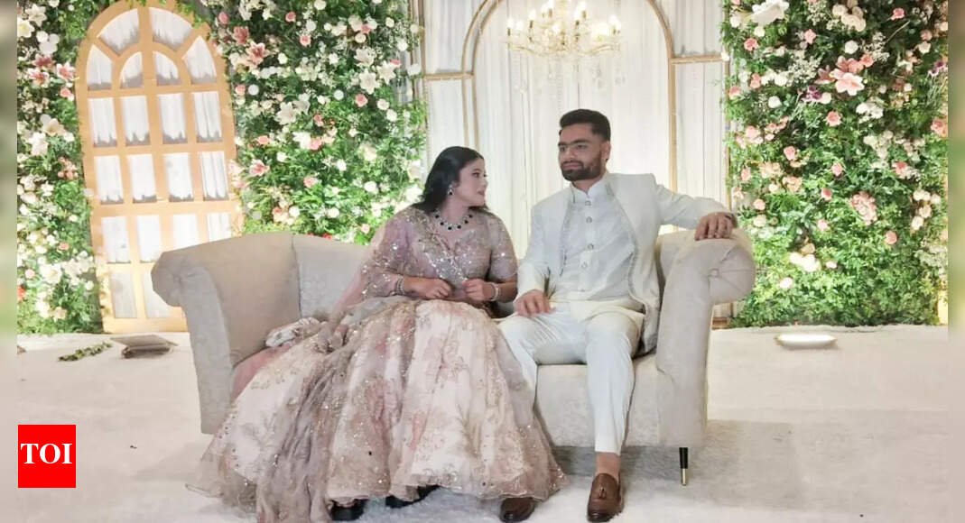 Priya Saroj's dreamy pink lehenga, Rinku Singh's white sherwani: Celebrity couple serve major style goals at their engagement
