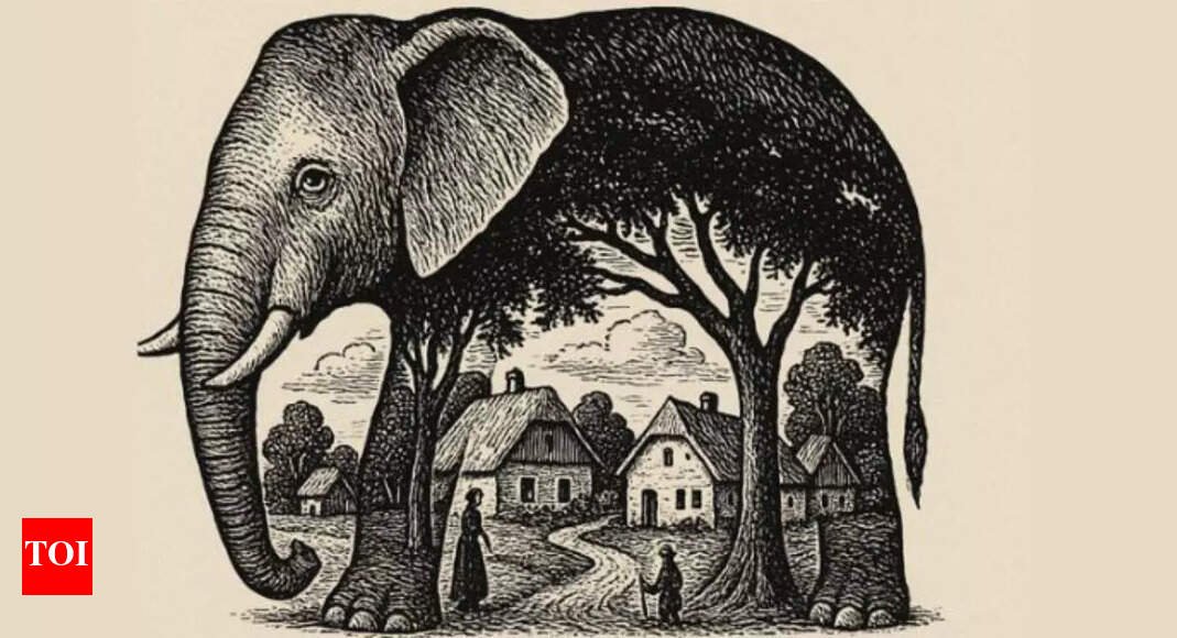 Optical illusion personality test: Elephant or village? What you see first reveals if you are highly intuitive or deeply observant |
