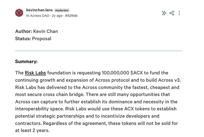 Across Protocol Token Crashes 10% Today Amid $23M Team Misappropriation Allegations