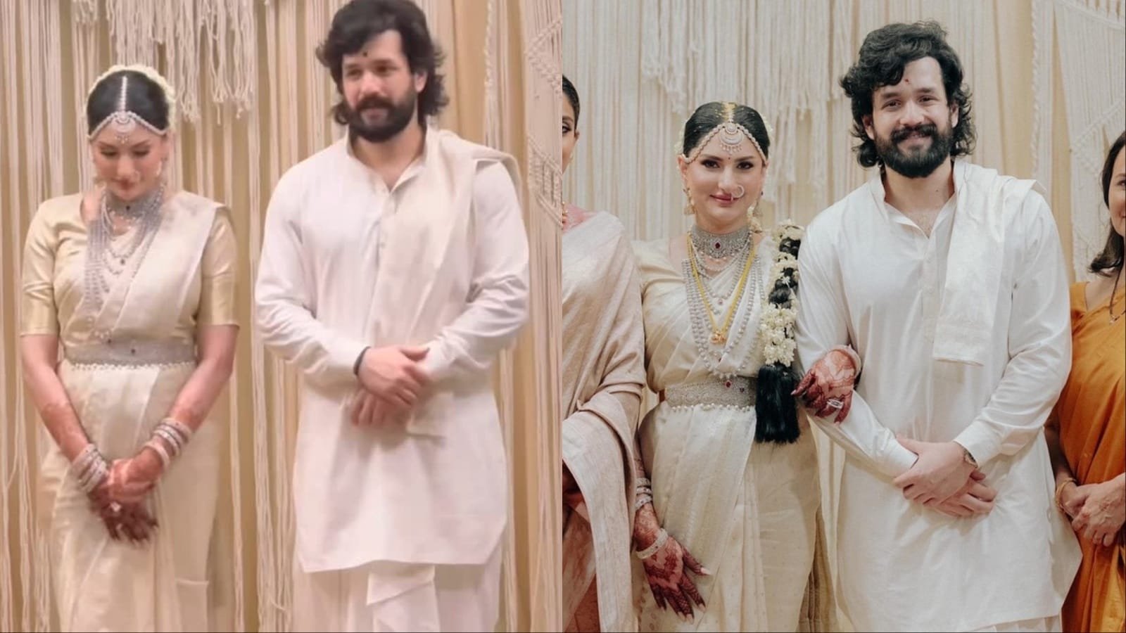 Akhil Akkineni And Zainab Ravdjee Stun In Ivory And Diamonds For Their Wedding