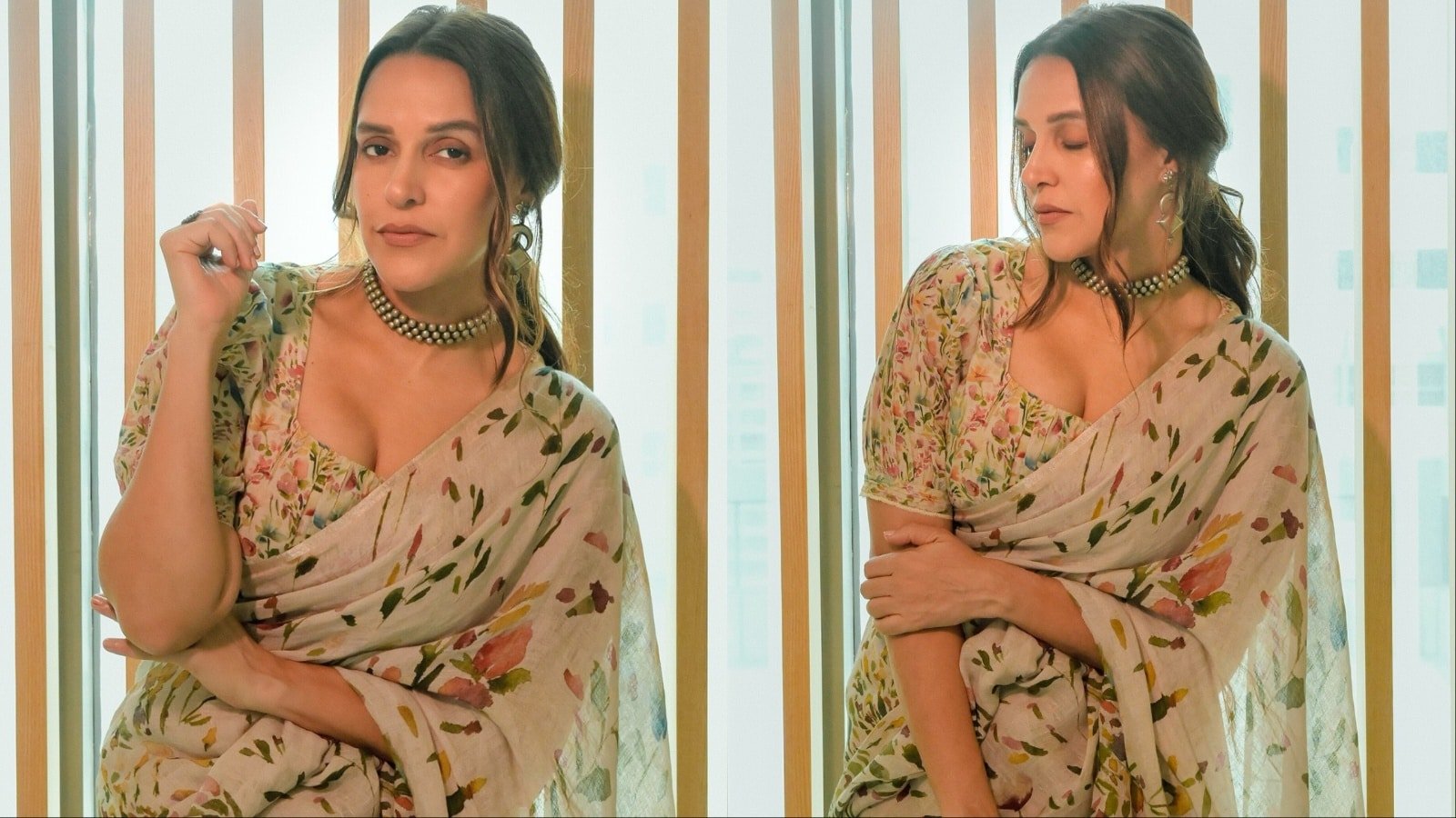 Neha Dhupia Brings Vintage Romance To Summer In A Hand-Painted Beige Saree | Lifestyle News