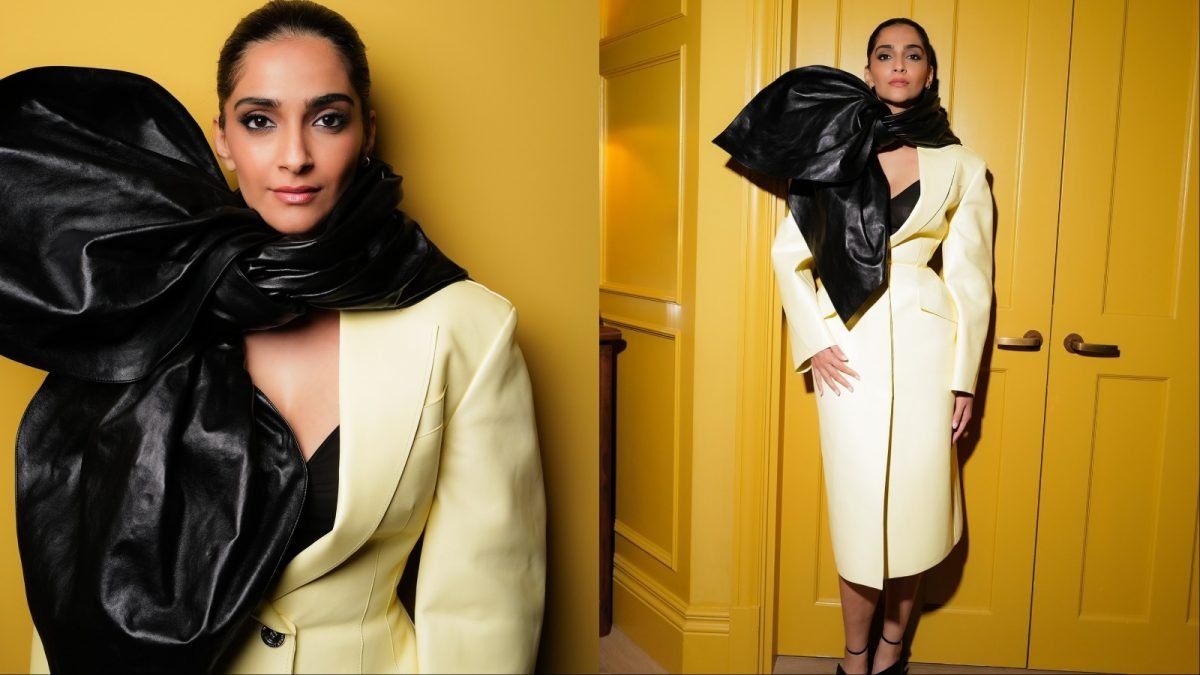 Sonam Kapoor Brings The Drama In A Butter Yellow Blazer Dress And Leather Scarf | Lifestyle News