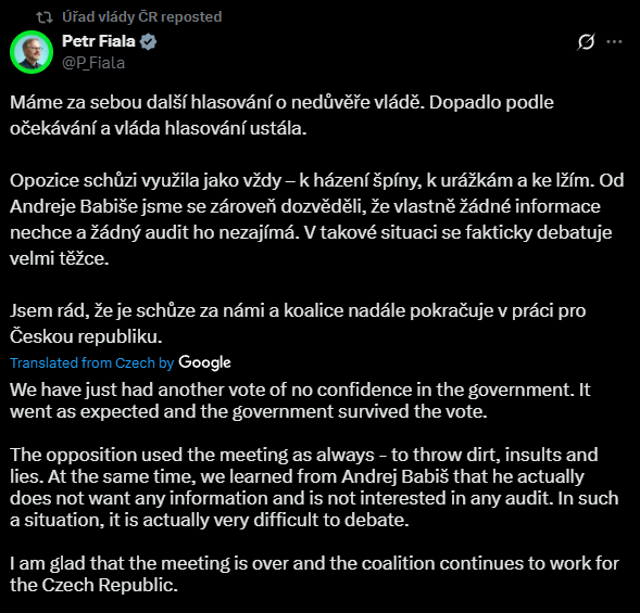 7 Votes Saved Czech Government from Being Ousted Over Bitcoin-Related Scandal