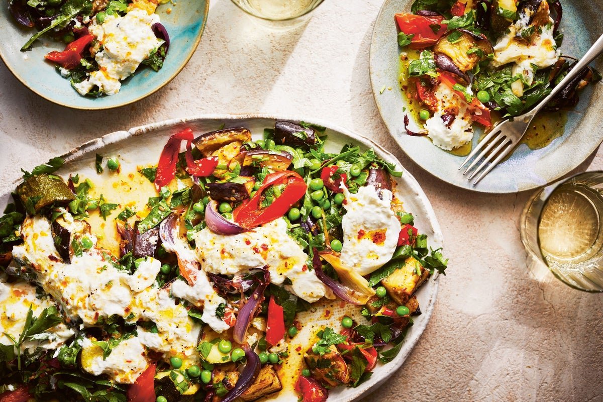 Burrata with cumin-roasted vegetables recipe