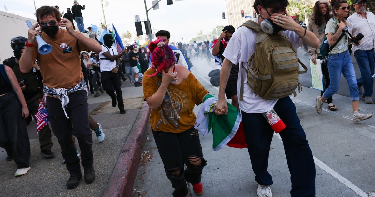 Police disperse "No Kings" protesters in downtown L.A.