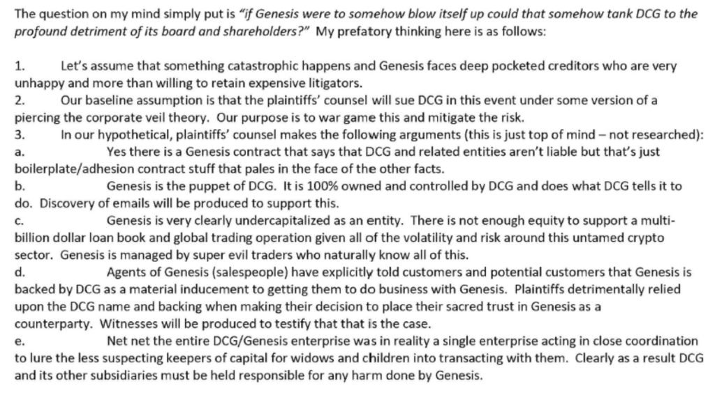 Genesis Collapse: DCG Execs Ignored Warnings, Foresaw Legal Threat—Now Facing ‘Alter Ego’ Lawsuit