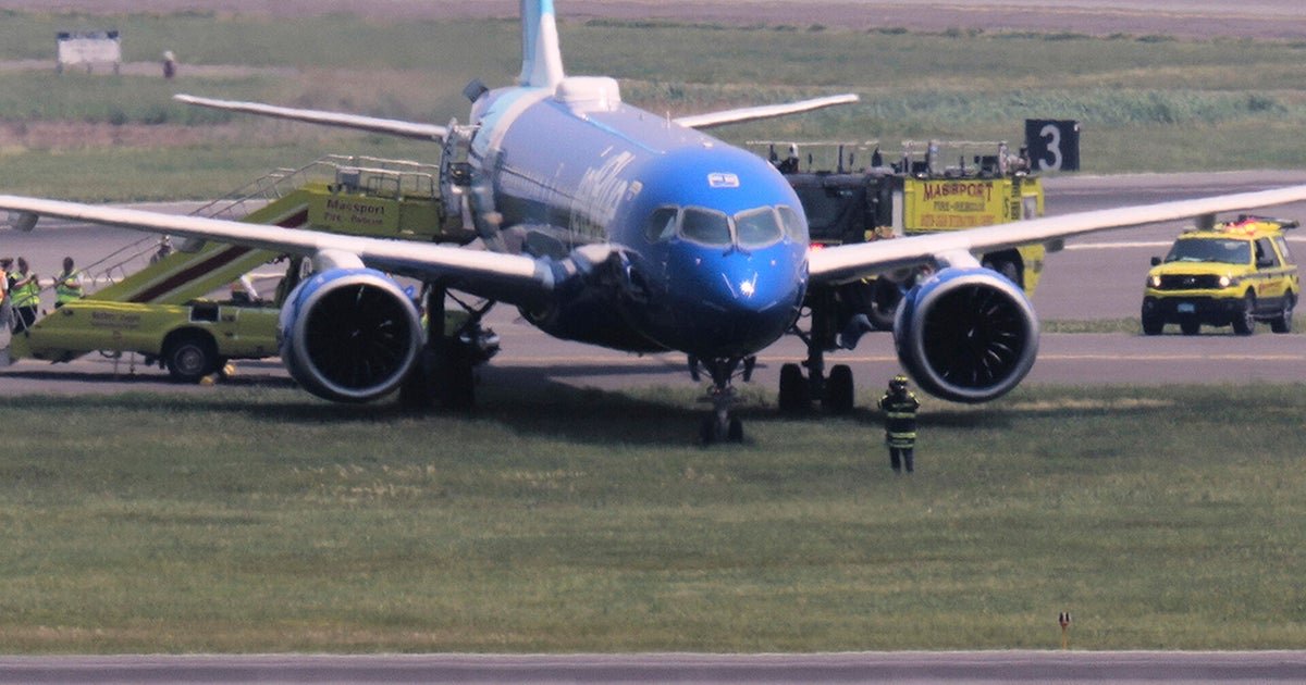 JetBlue flight rolls off runway at Boston's Logan Airport upon arrival from Chicago