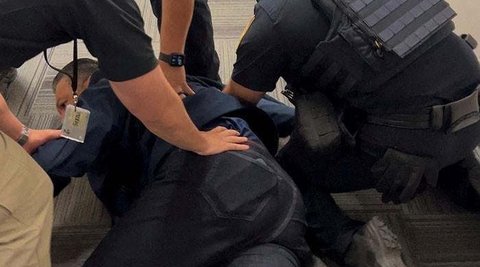US Senator Alex Padilla handcuffed during press conference chaos