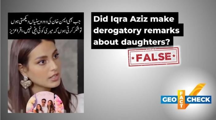False. Iqra Aziz did not make derogatory remarks about daughters