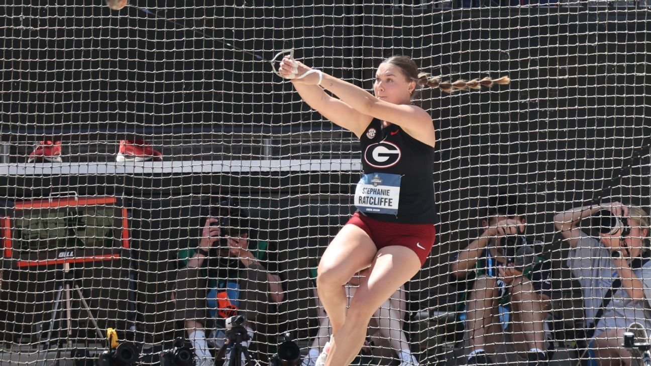 Stephanie Ratcliffe wins hammer throw as Georgia takes team lead at NCAAs