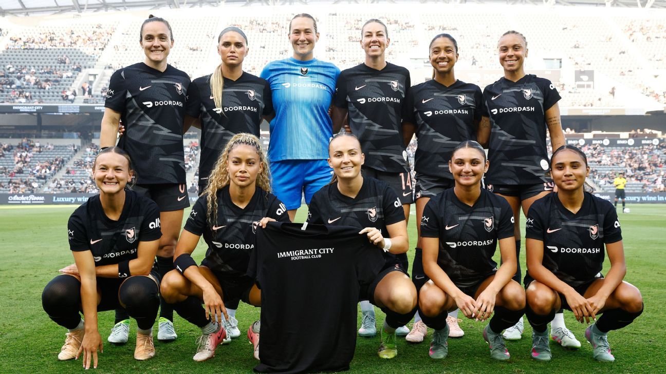 Angel City FC wear shirts supporting immigrant community