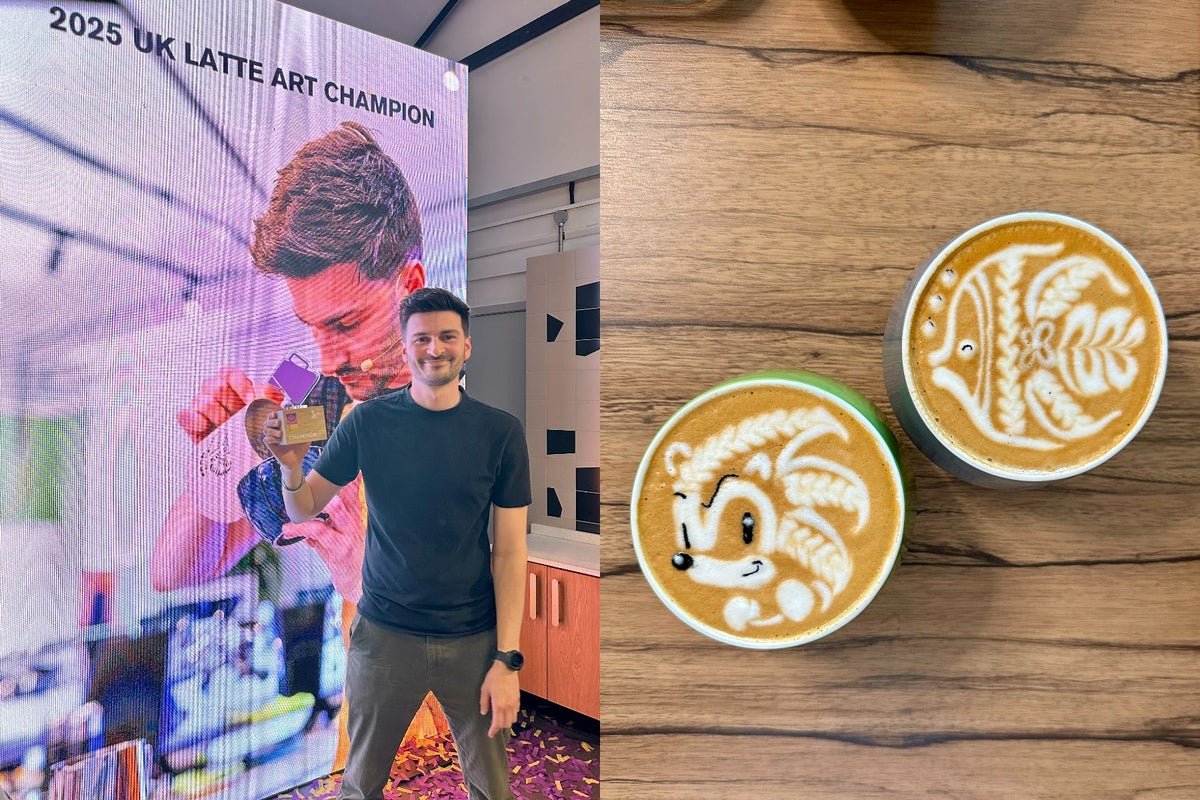 Man crowned UK latte art champion with Sonic the Hedgehog, dog and battleship designs