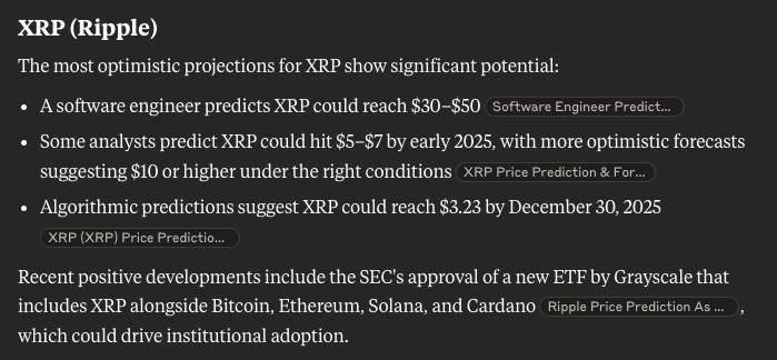 Leading AI Claude Predicts the Price of XRP, Shiba Inu and Pepe by the End of 2025
