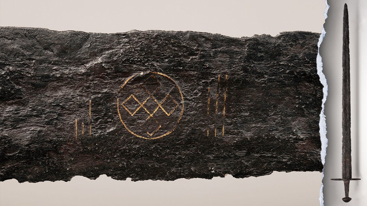 Medieval sword with rare symbols discovered by Dutch workers on display