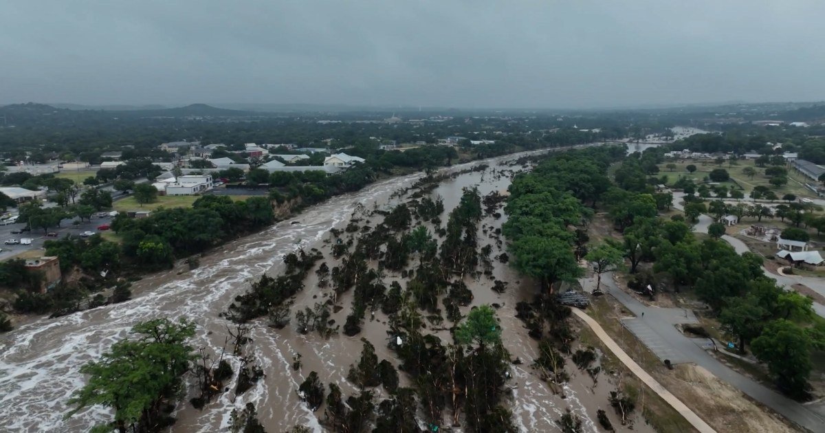 Drone video shows deadly flooding in Kerrville, Texas